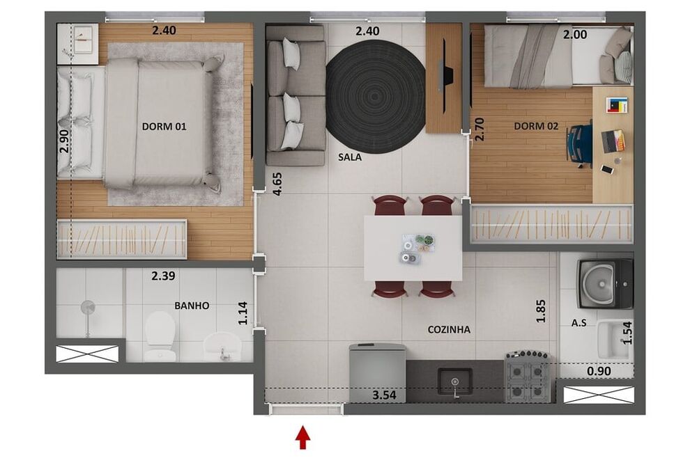 Apartamento à venda com 2 quartos, 42m² - Foto 8