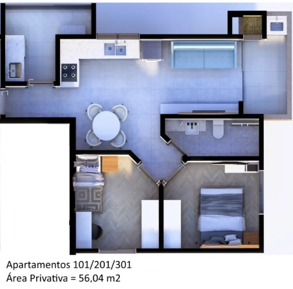 Apartamento, 2 quartos, 56 m² - Foto 3