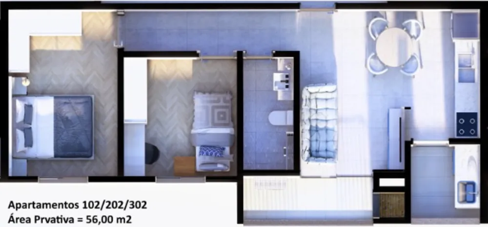 Apartamento, 2 quartos, 56 m² - Foto 2
