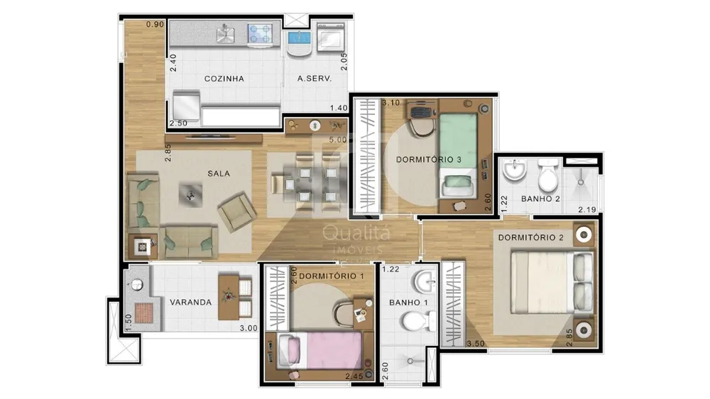Apartamento, 3 quartos, 72 m² - Foto 7