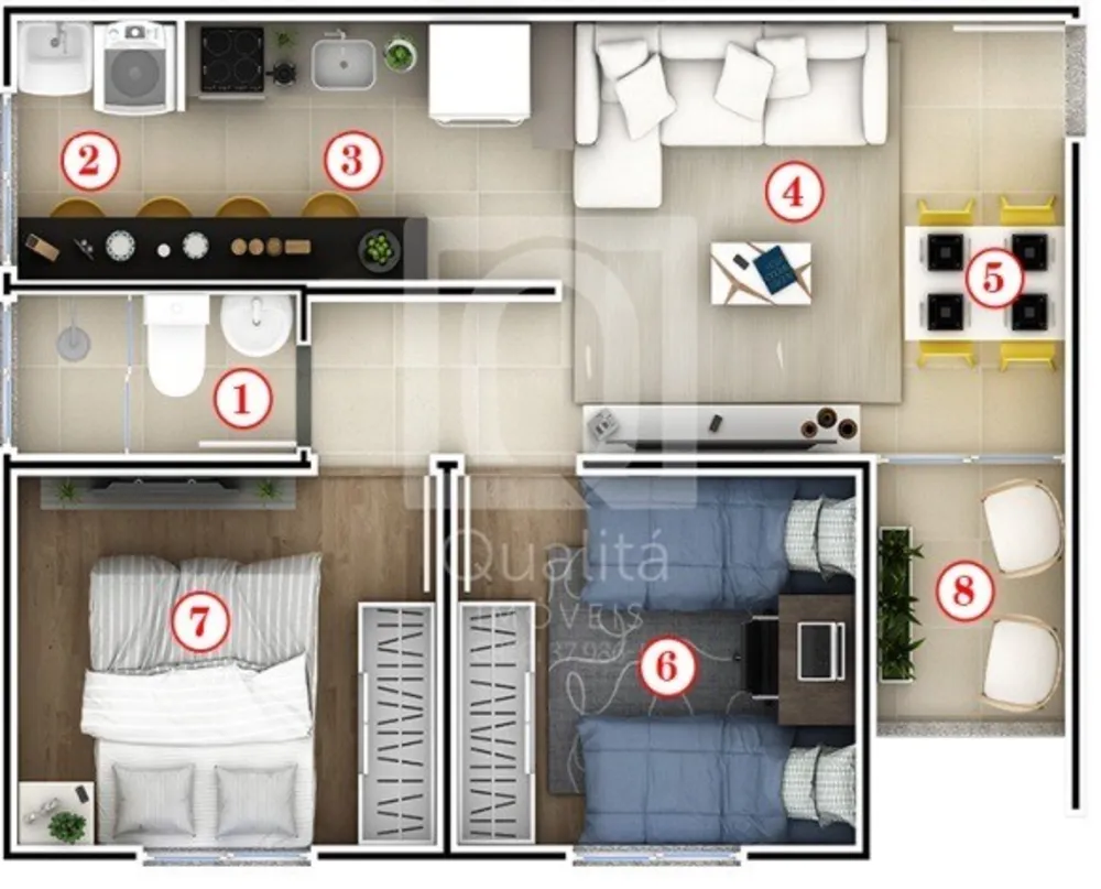 Apartamento, 2 quartos, 44 m² - Foto 1