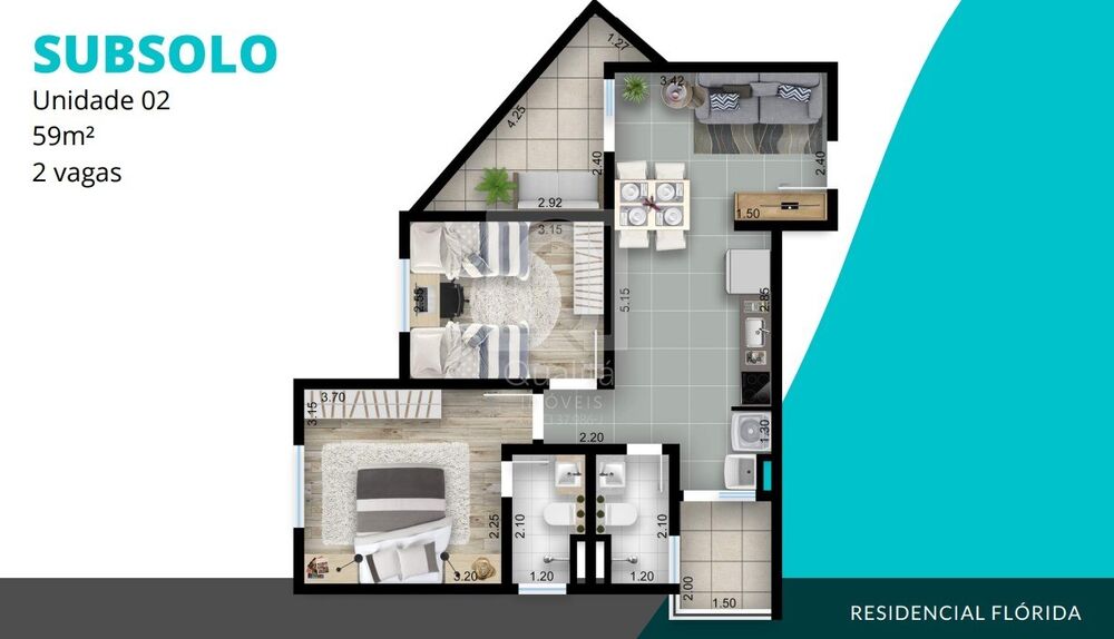Apartamento à venda com 2 quartos, 53m² - Foto 8
