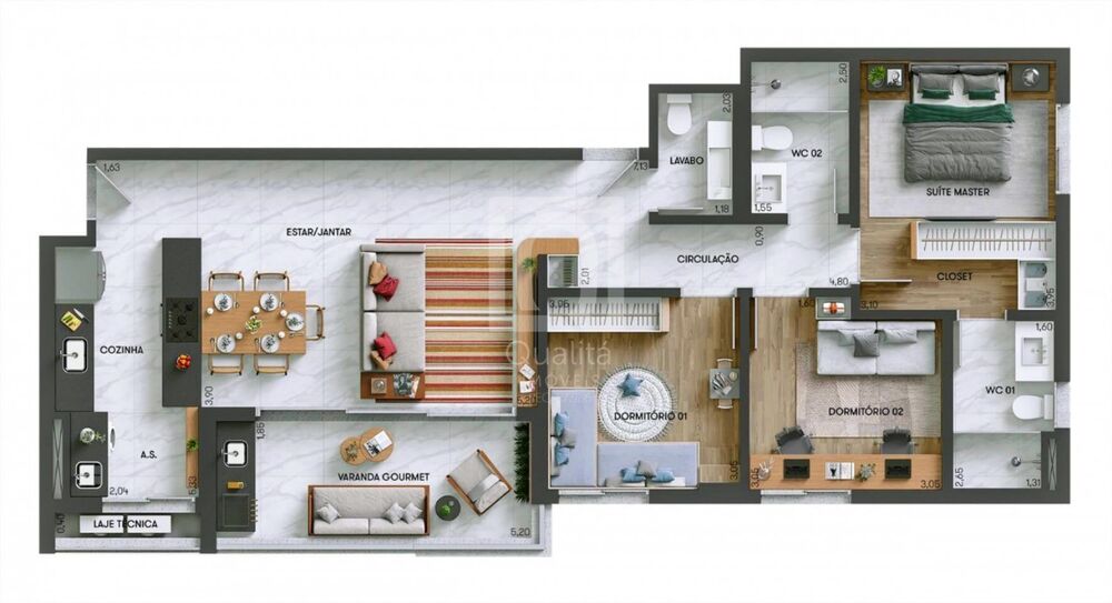 Apartamento à venda com 3 quartos, 106m² - Foto 2