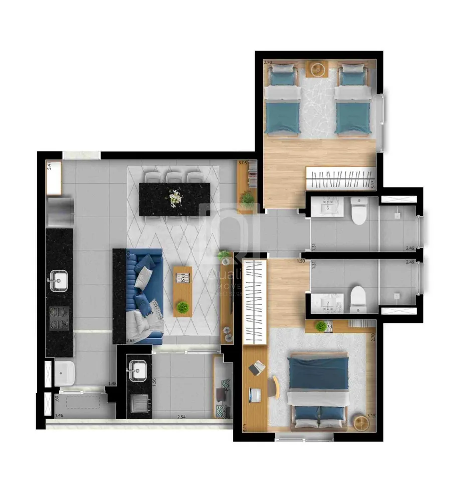 Apartamento, 2 quartos, 66 m² - Foto 2