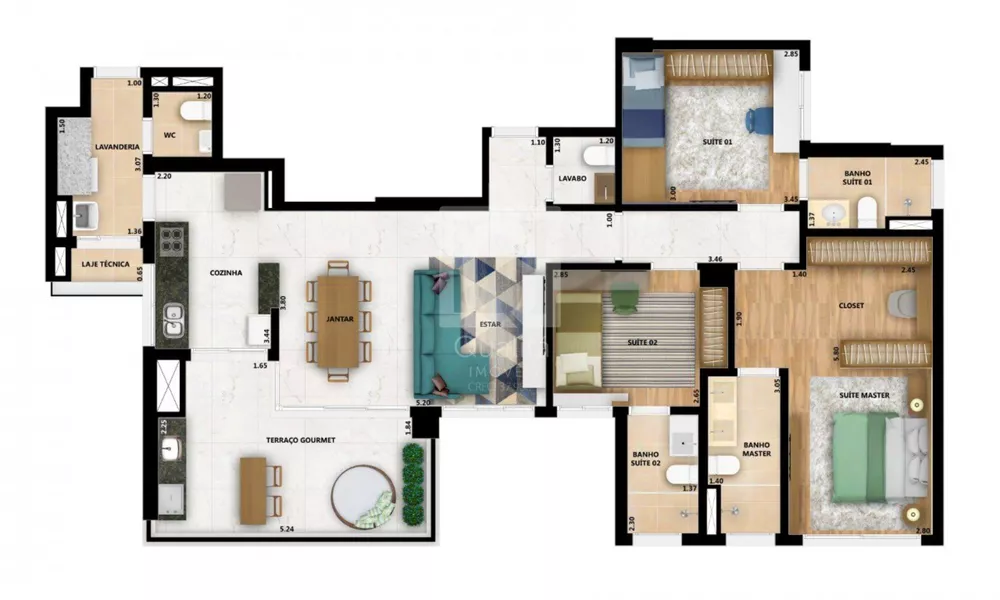 Apartamento à venda com 3 quartos, 127m² - Foto 2