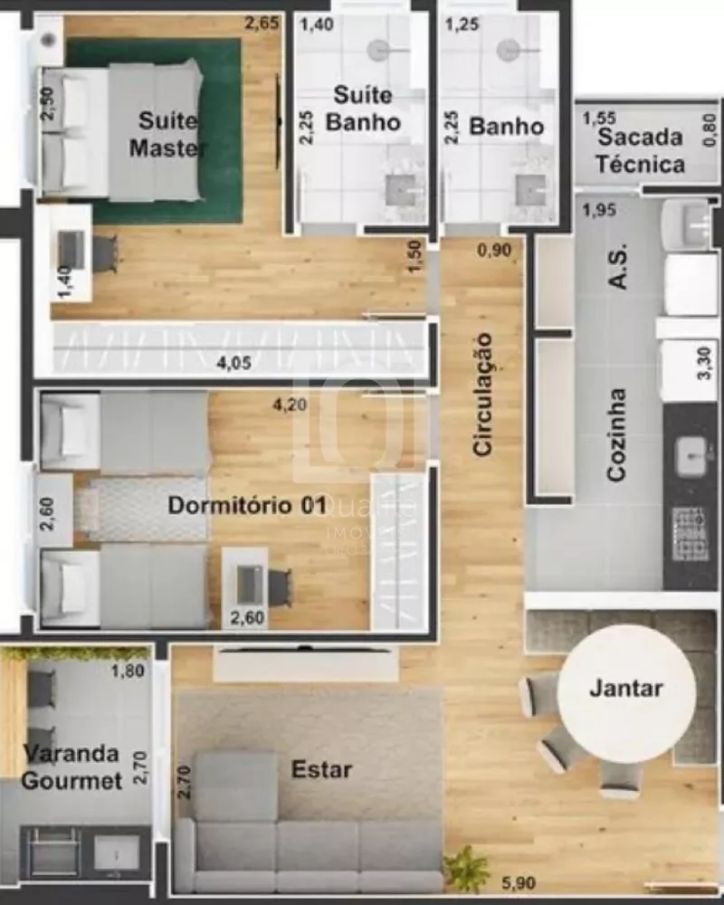 Apartamento à venda com 2 quartos, 76m² - Foto 3