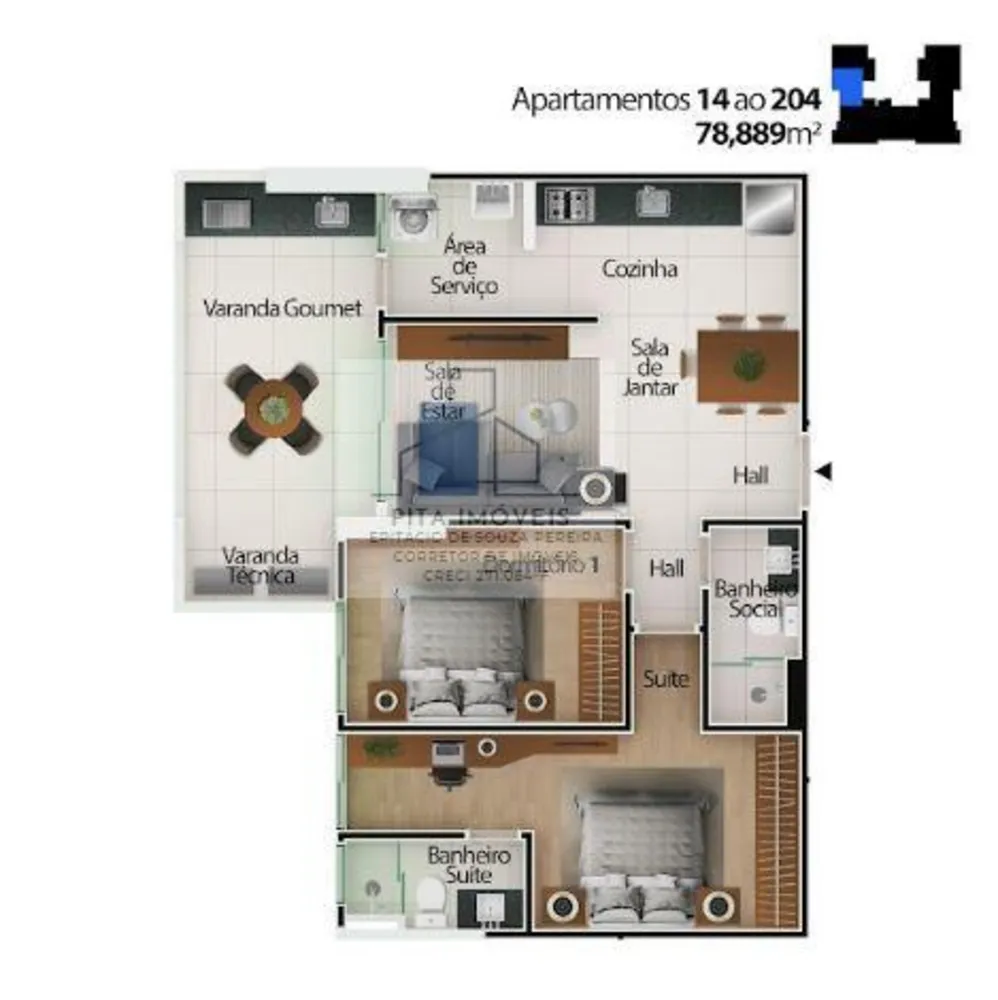 Apartamento, 2 quartos, 78 m² - Foto 1
