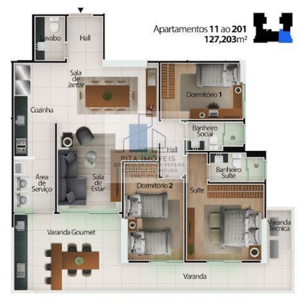 Apartamento, 3 quartos, 127 m² - Foto 2