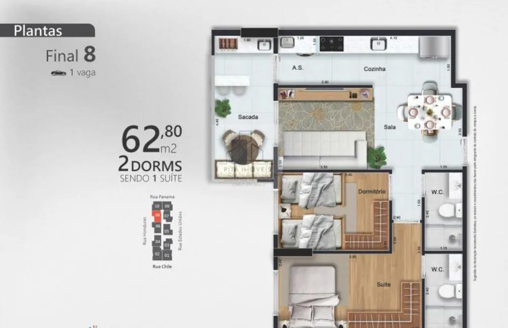 Apartamento, 2 quartos, 59 m² - Foto 3