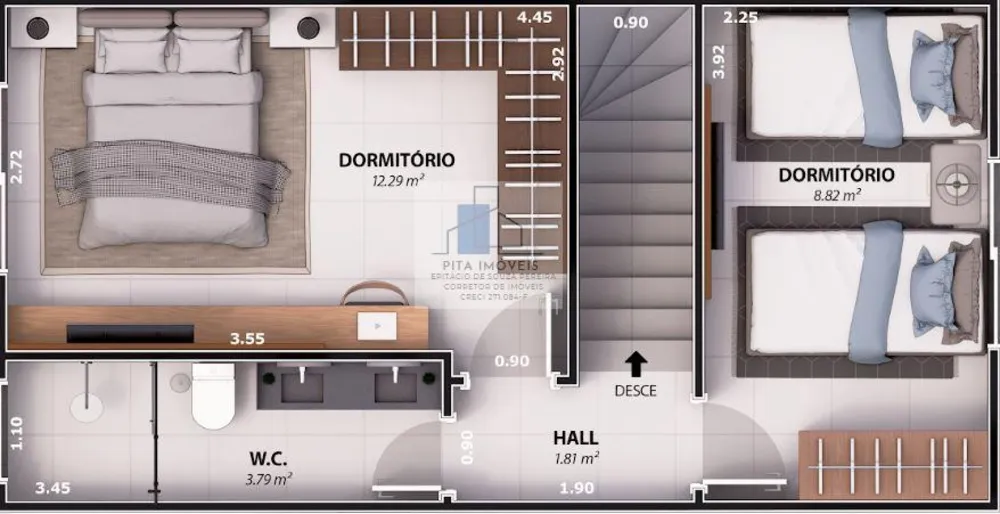 Sobrado, 2 quartos, 44 m² - Foto 2