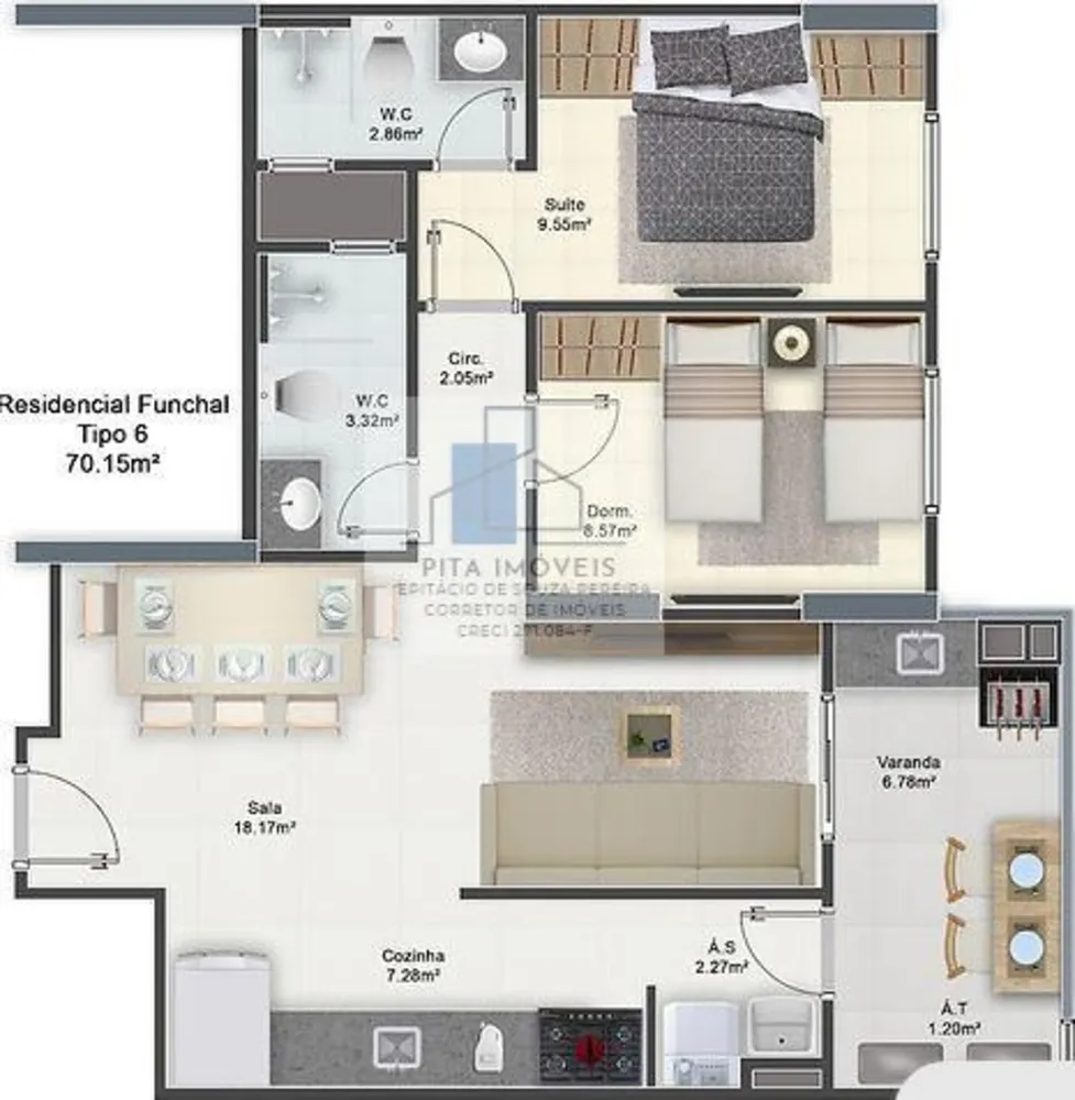 Apartamento, 2 quartos, 70 m² - Foto 2