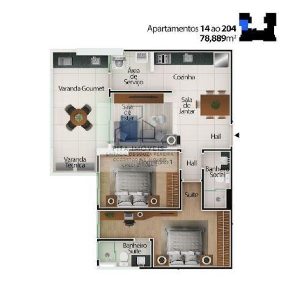 Apartamento, 2 quartos, 78 m² - Foto 2