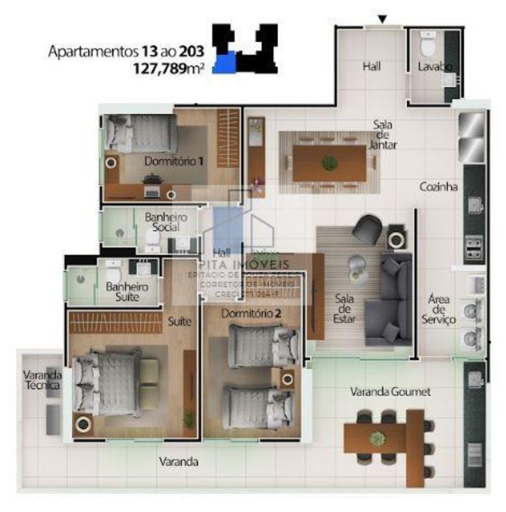 Apartamento, 3 quartos, 127 m² - Foto 2