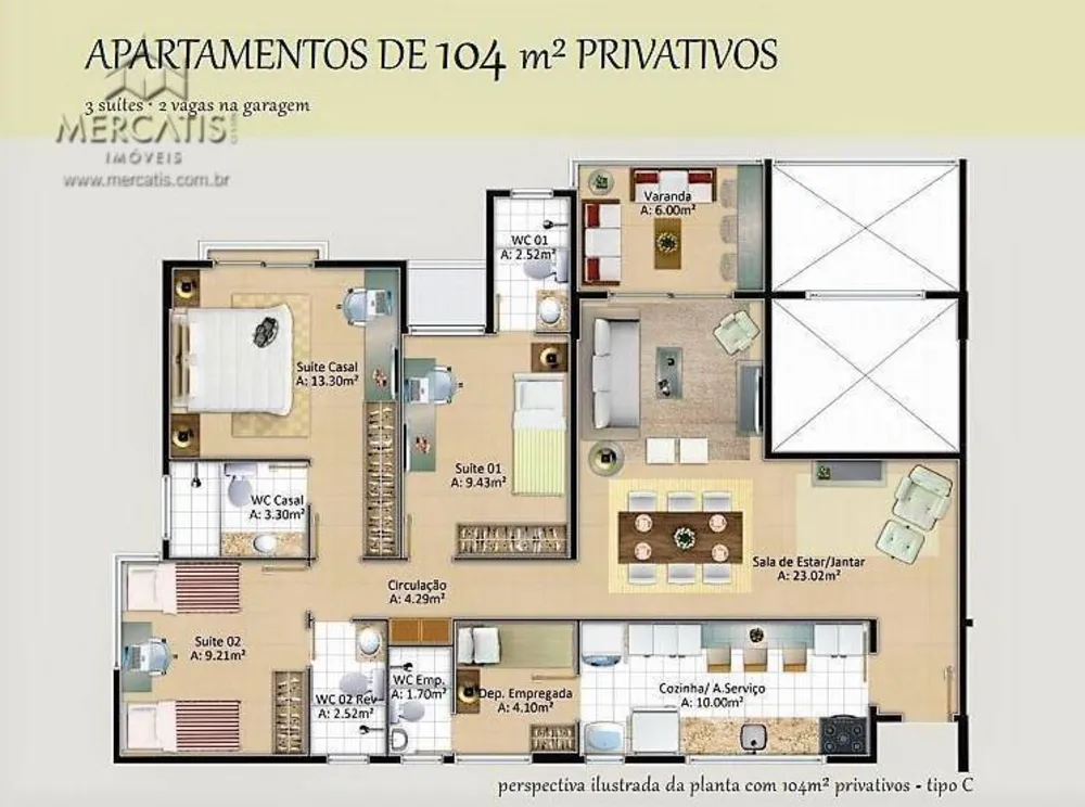 Apartamento, 3 quartos, 104 m² - Foto 3