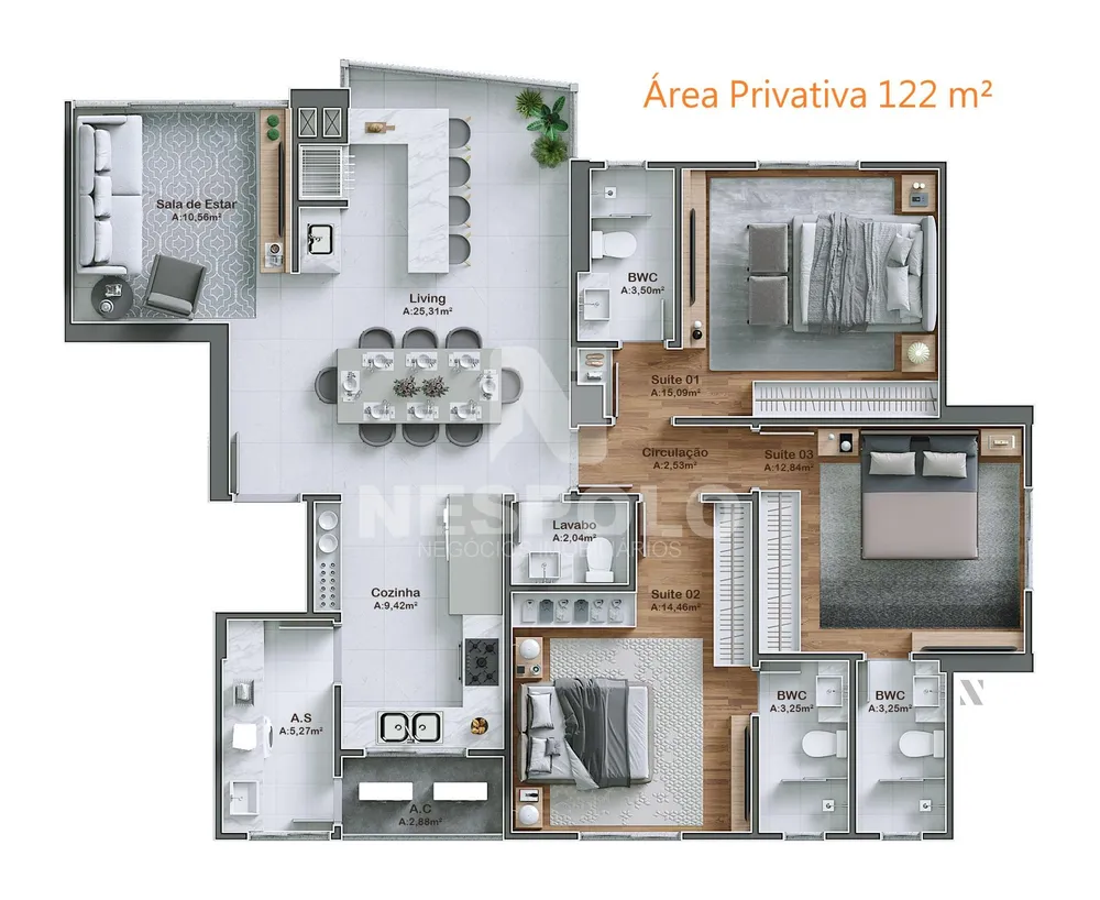 Apartamento, 3 quartos, 122 m² - Foto 12