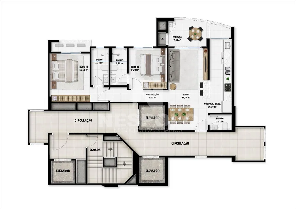 Apartamento, 2 quartos, 90 m² - Foto 1