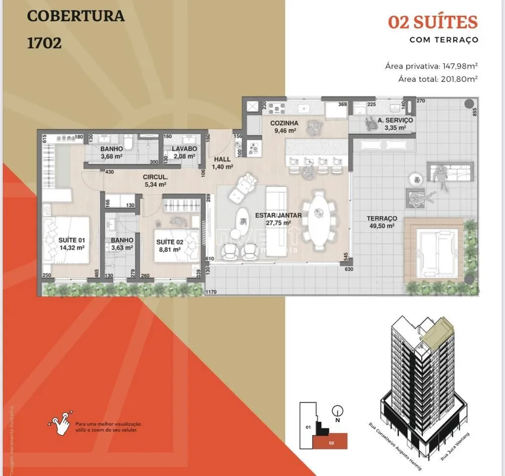 Cobertura, 2 quartos, 147 m² - Foto 3