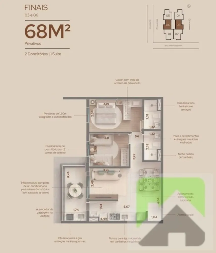 Apartamento, 2 quartos, 68 m² - Foto 3