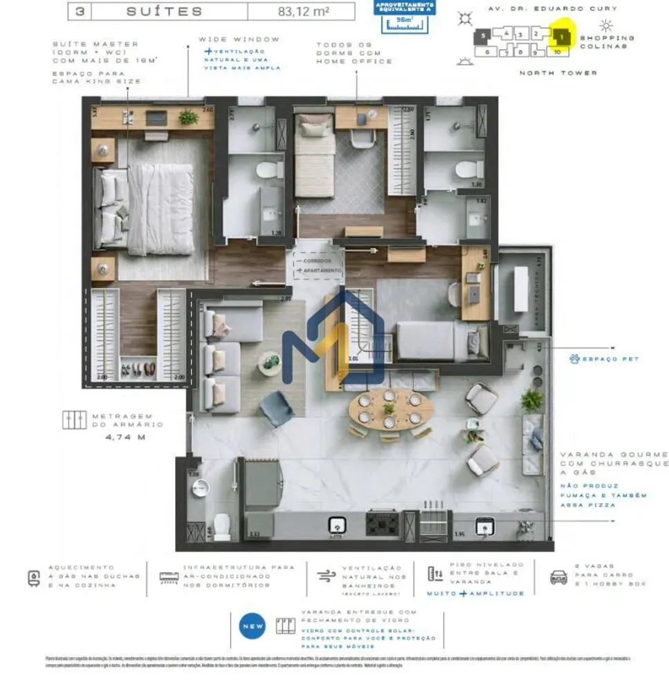 Apartamento, 3 quartos, 83 m² - Foto 4