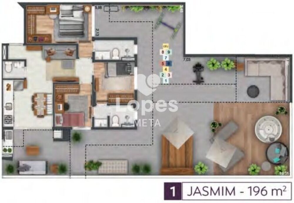 Apartamento à venda com 3 quartos, 196m² - Foto 2