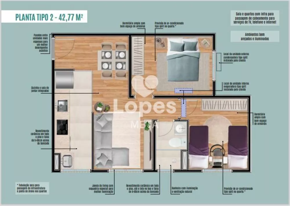 Apartamento, 2 quartos, 42 m² - Foto 1