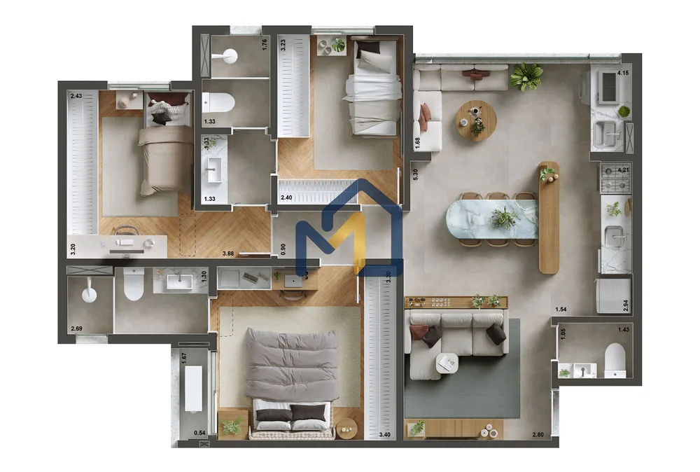 Apartamento, 3 quartos, 76 m² - Foto 9