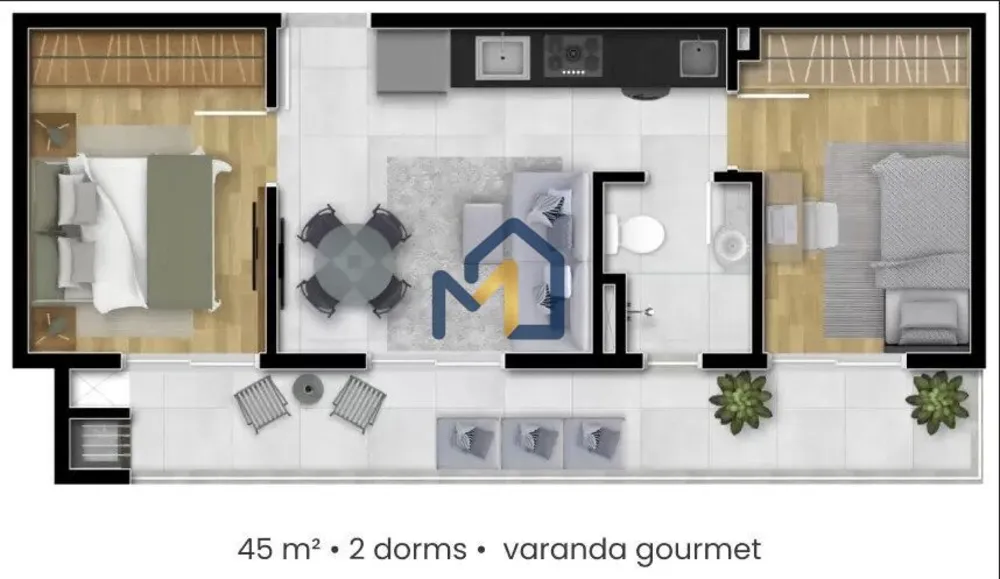 Apartamento, 2 quartos, 45 m² - Foto 2