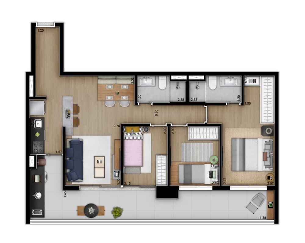 Apartamento à venda com 2 quartos, 68m² - Foto 4