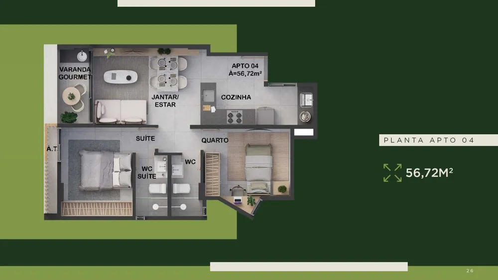 Apartamento, 2 quartos, 56 m² - Foto 14