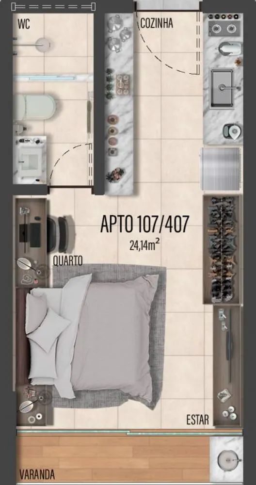 Apartamento, 1 quarto, 22 m² - Foto 8
