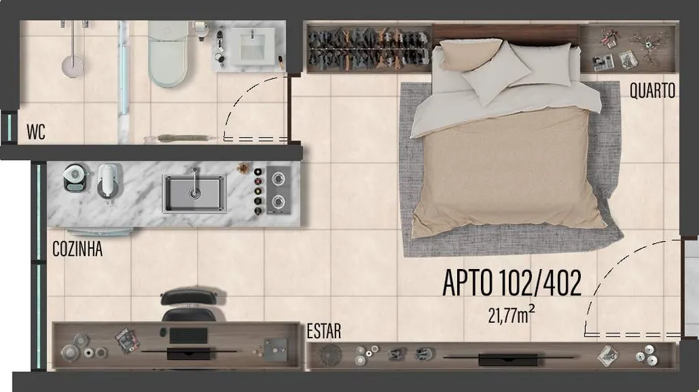 Apartamento, 1 quarto, 22 m² - Foto 2