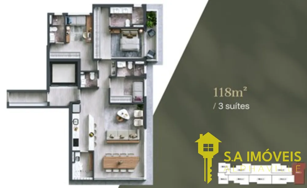 Apartamento, 3 quartos, 118 m² - Foto 1