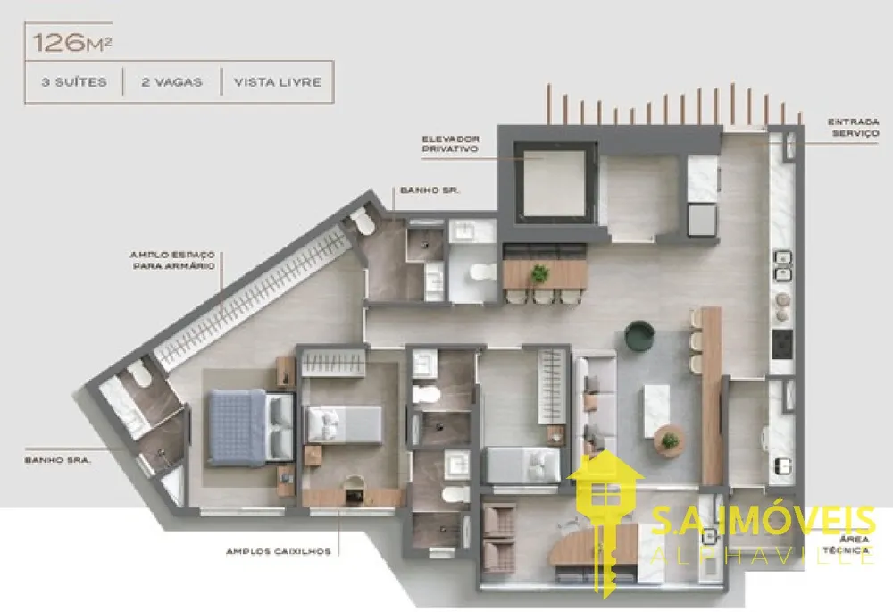 Apartamento, 3 quartos, 126 m² - Foto 1