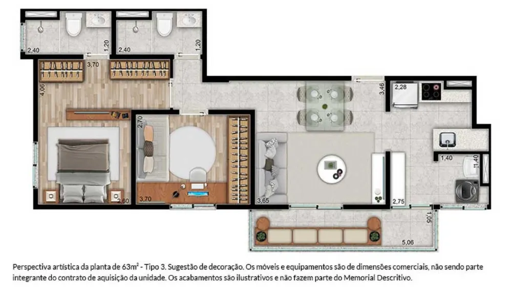 Apartamento, 2 quartos, 63 m² - Foto 4