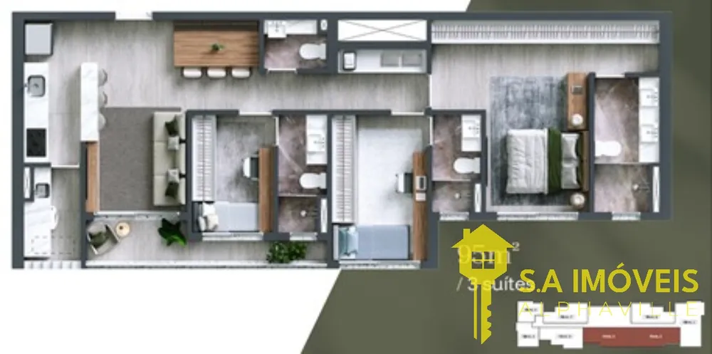 Apartamento, 3 quartos, 95 m² - Foto 1