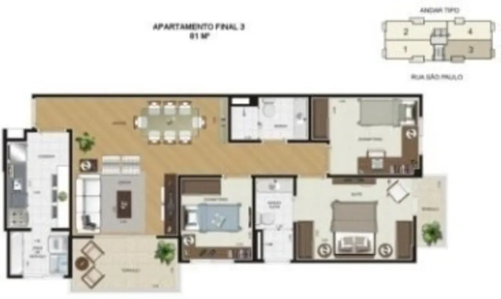 Apartamento, 3 quartos, 81 m² - Foto 2