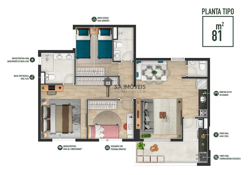 Apartamento, 3 quartos, 81 m² - Foto 3