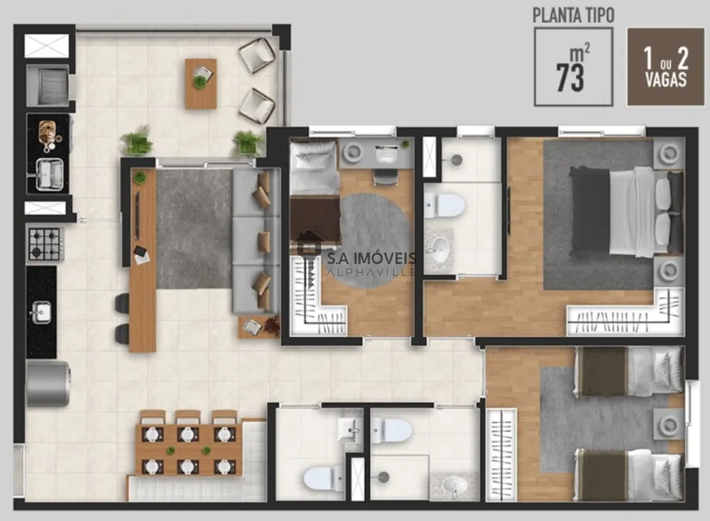 Apartamento, 3 quartos, 73 m² - Foto 8