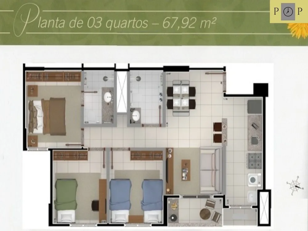 Apartamento, 3 quartos, 68 m² - Foto 2