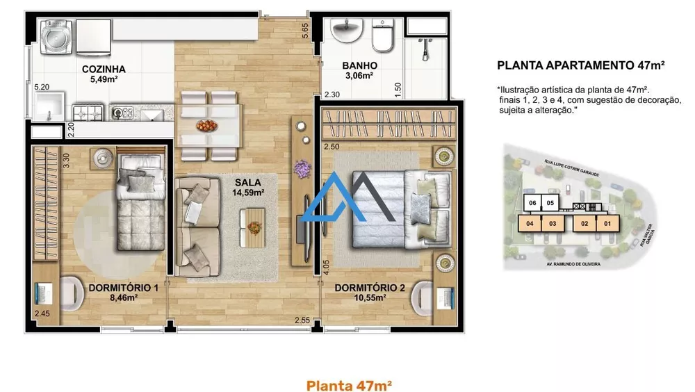 Apartamento à venda com 2 quartos, 47m² - Foto 3