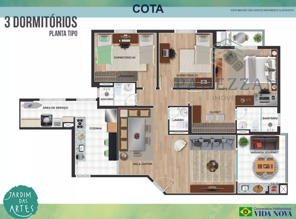 Apartamento à venda com 3 quartos, 125m² - Foto 1