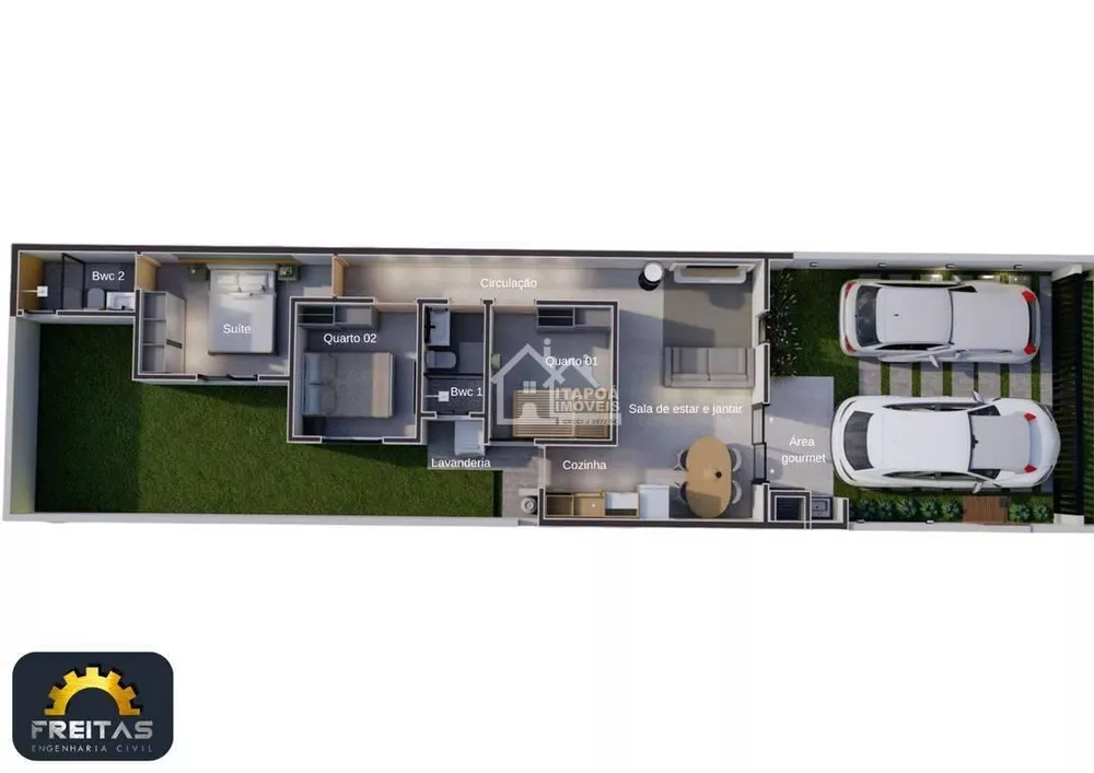 Casa, 3 quartos, 72 m² - Foto 1