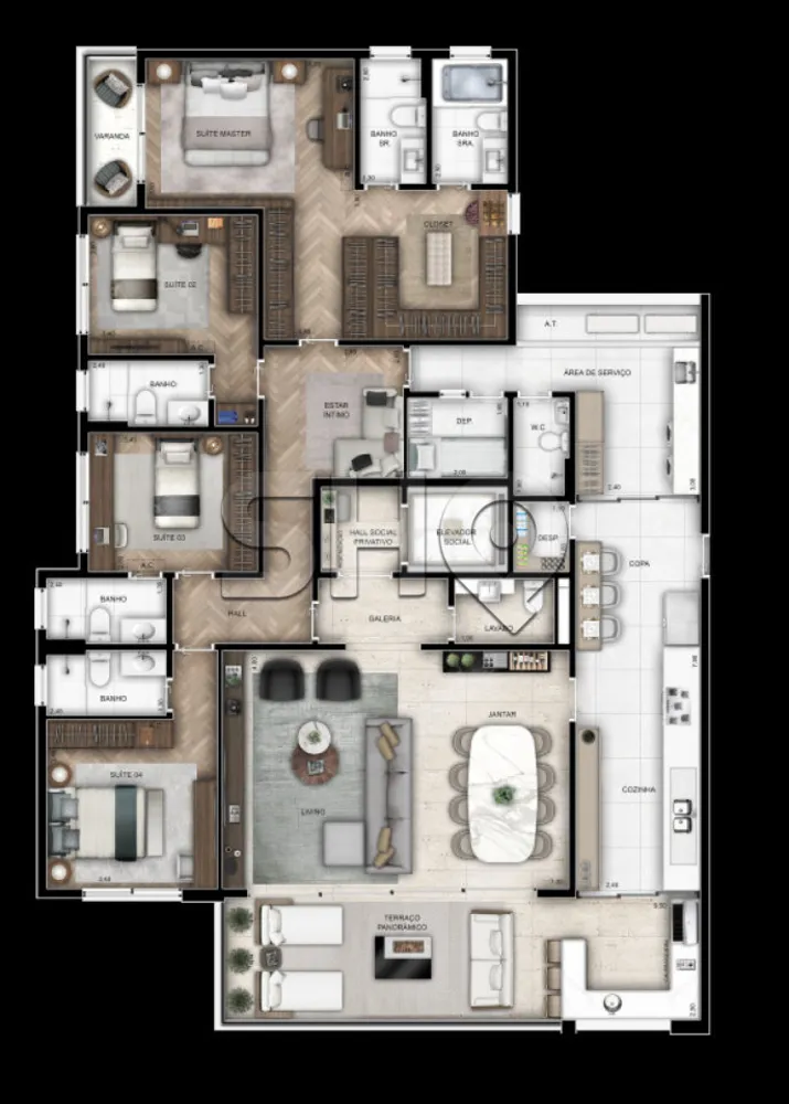 Apartamento, 3 quartos, 222 m² - Foto 4