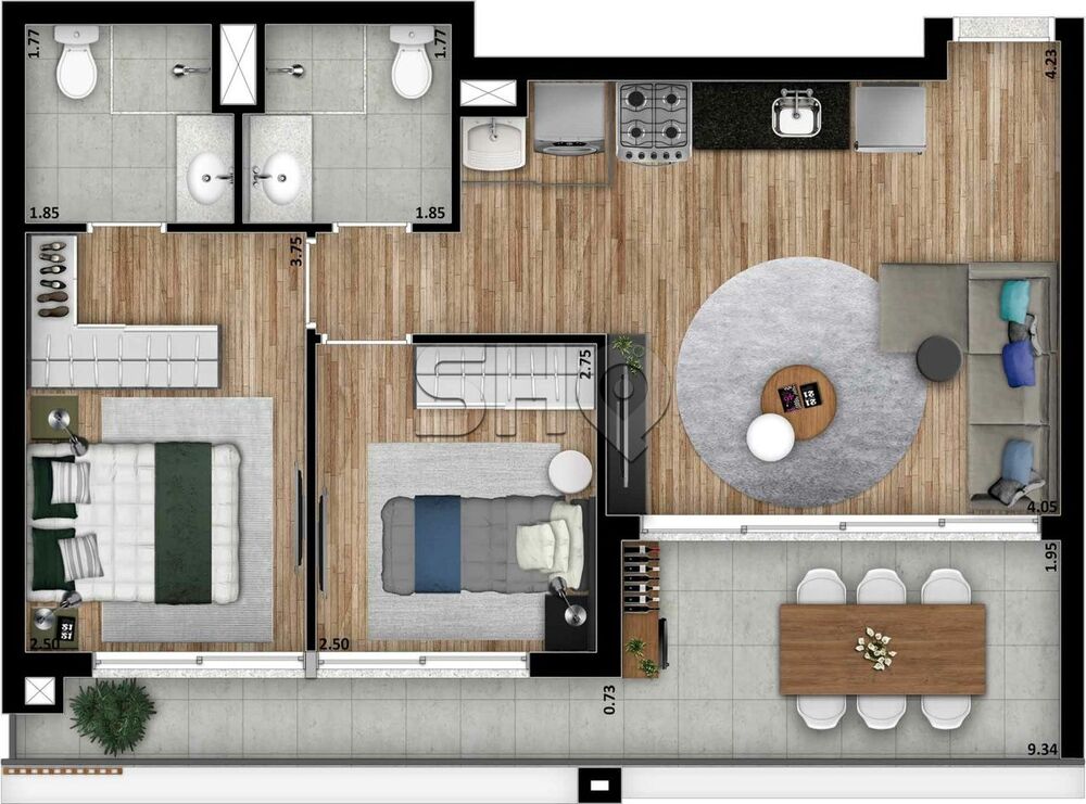 Apartamento, 2 quartos, 69 m² - Foto 7