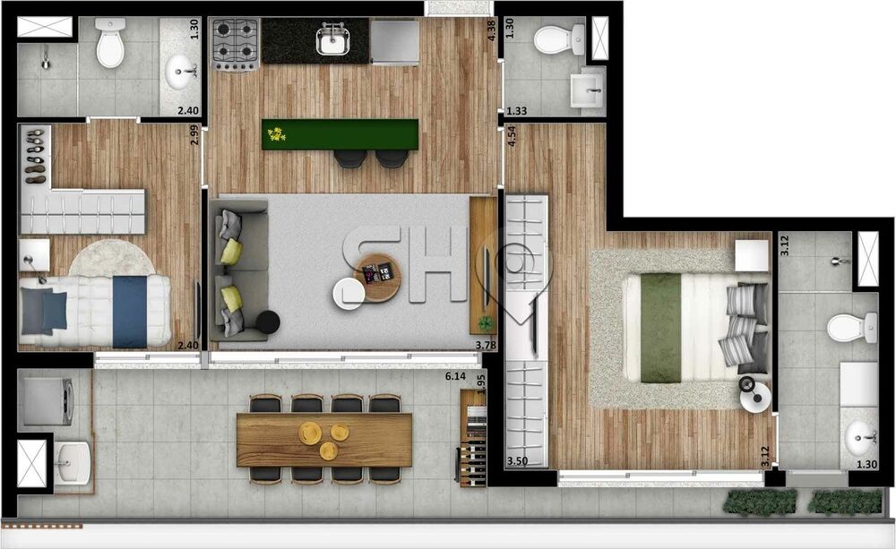 Apartamento, 2 quartos, 69 m² - Foto 2