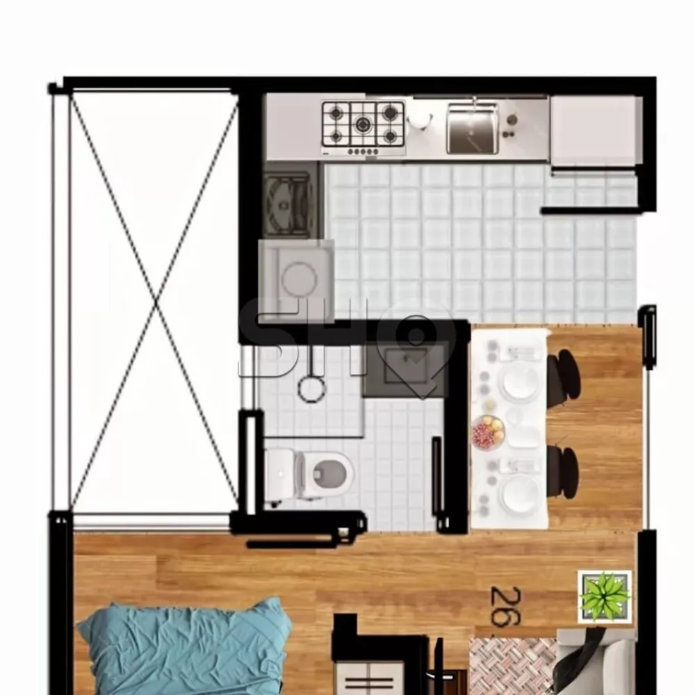 Apartamento Lançamentos com 1 quarto, 36m² - Foto 6