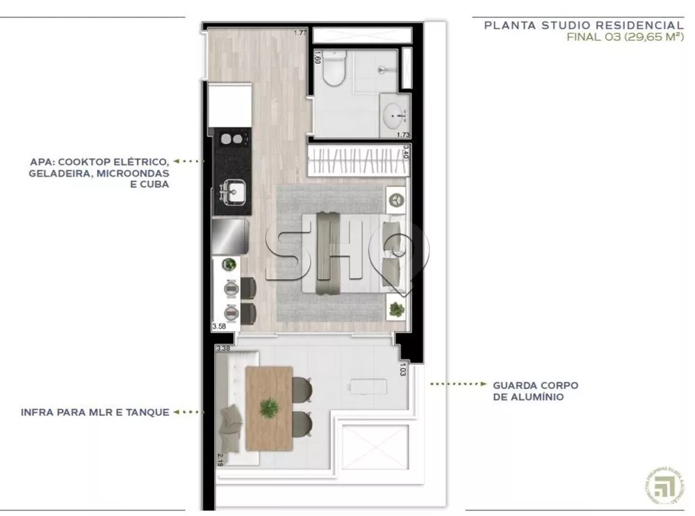 Apartamento Lançamentos com 1 quarto, 26m² - Foto 7