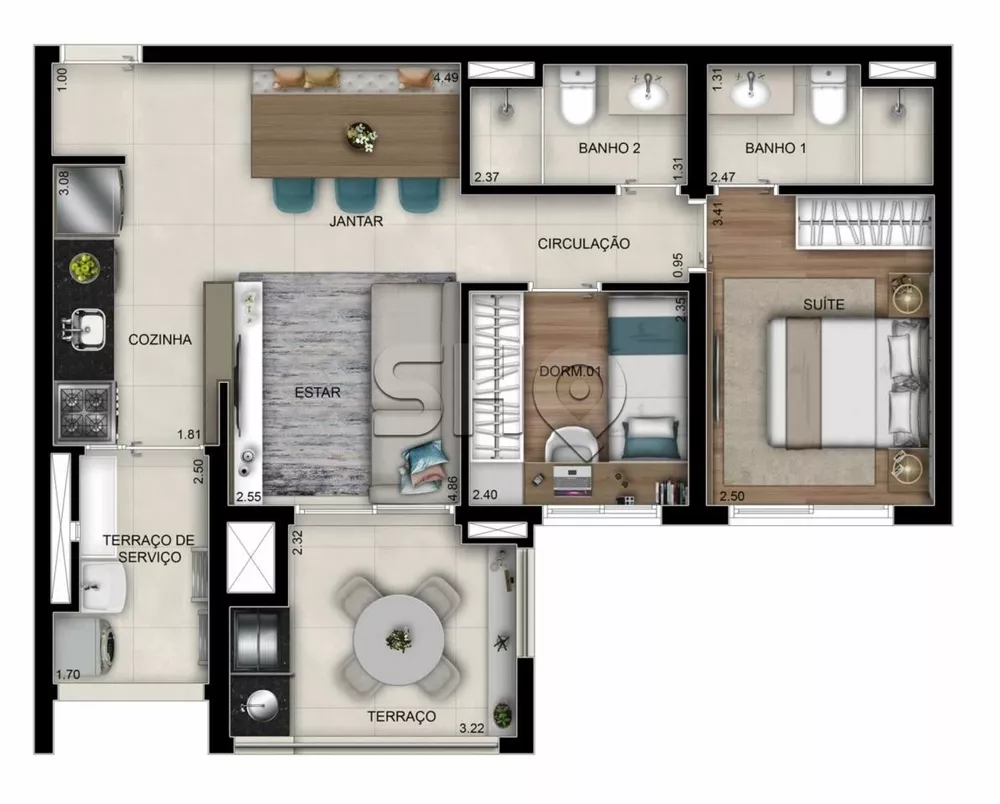 Apartamento Lançamentos com 2 quartos, 64m² - Foto 10