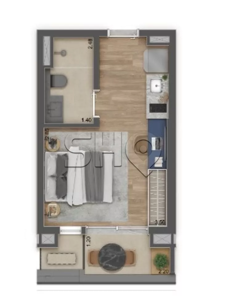 Apartamento Lançamentos com 1 quarto, 27m² - Foto 3