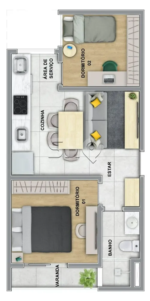 Apartamento, 2 quartos, 40 m² - Foto 3